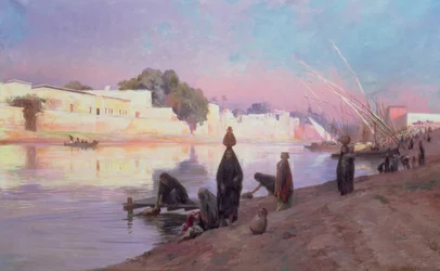 Waschfrauen am Ufer des Nils